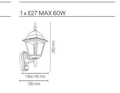 Lanterna per esterno IP44 in alluminio antracite diffusore vetro con SENSORE DI MOVIMENTO lampada 1XE27 non inclusa ROMA Lanterna per esterno IP44 in alluminio antracite diffusore vetro con SENSORE DI MOVIMENTO lampada 1XE27 non inclusa ROMA